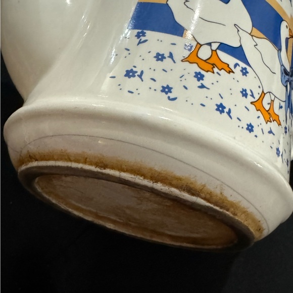 VTG Duck Geese Tea Pot Kettle Ceramic MCM 80s Kitchen Blue Flower Bow Farmhouse - Picture 8 of 16